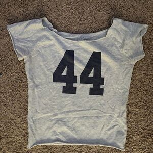 Gray brandy melville Women's Top with navy Print